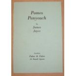 JOYCE (J.) Pomes, Penyeach, 8vo pamphlet, 1st Faber edn., 1933.