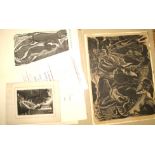 [20th C. BRITISH] style of John Farleigh or Gertrude Hermes, wood engraving of waterside plants,