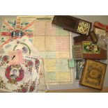 GAMES, a jigsaw map, royal souvenir hankies; a Harvey & Darton "Potamology" rivers chart 2nd edn.,