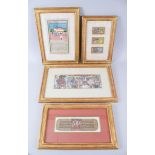 A COLLECTION OF FOUR EARLY 15TH-16TH CENTURY MANUSCRIPTS, all framed and glazed and various signed.