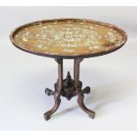 A GOOD 19TH CENTURY CHINESE HARDWOOD & INLAID ABALONE SHELL TABLE, the top of oval form and