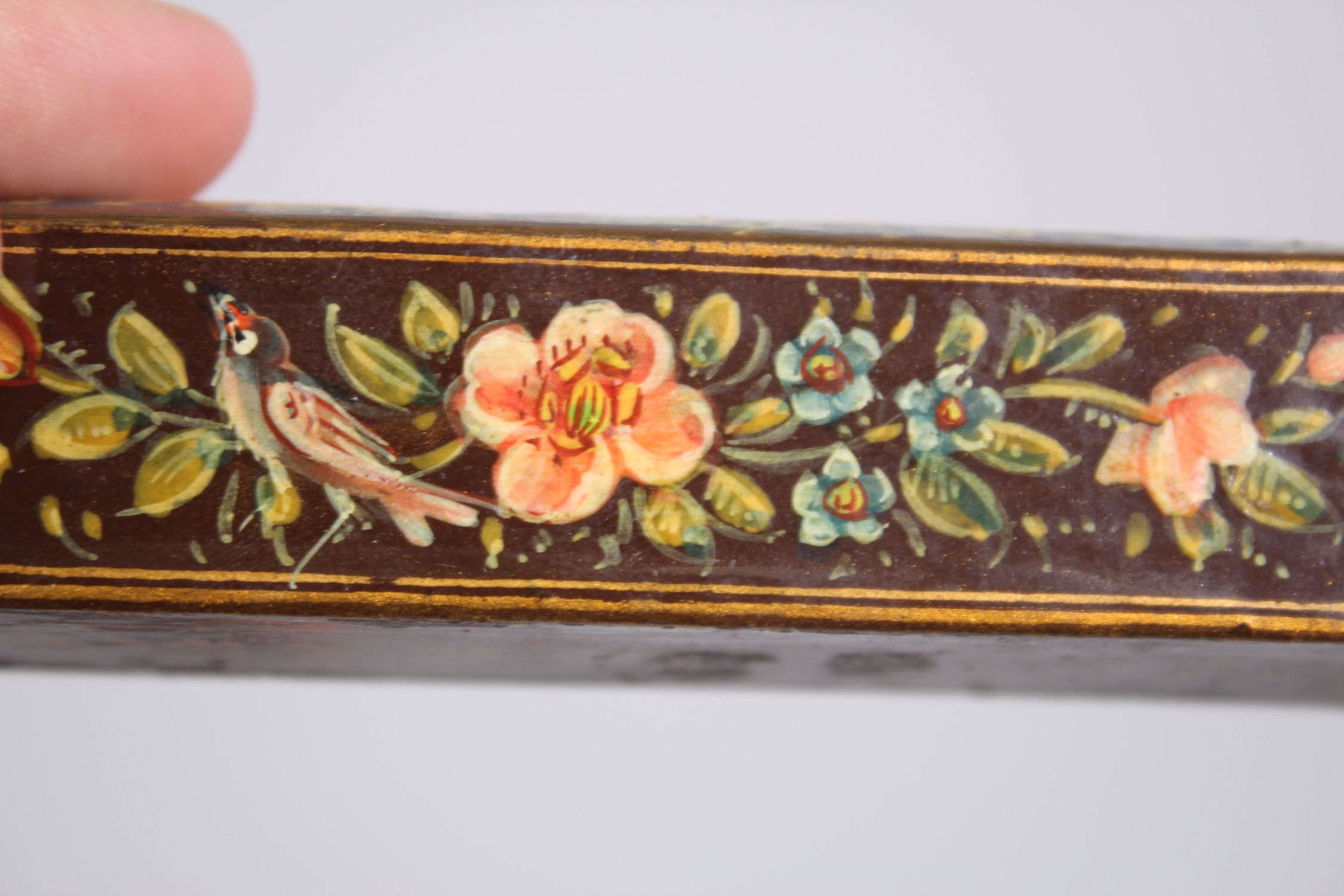 TWO SMALL PERSIAN LACQUER PEN BOXES, 12.5cm long. - Image 5 of 6