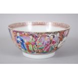 A 19TH CENTURY CHINESE MANDARIN / FAMILLE ROSE PORCELAIN BOWL, the body decorated with scenes of