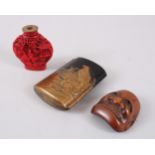 MIXED LOT OF THREE JAPANESE MEIJI PERIOD ITEMS, comprising of one meiji period Gold lacquer four