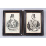 A PAIR OF FRAMED AND GLAZED PRINTS, Mouzaffer-Ed-Din and Mazud Mirza, Gil-I-Sultan Sons of The