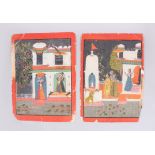 A PAIR OF 18TH CENTURY INDIAN GOUACHE PAINTINGS, unframed, 29cm x 22cm.