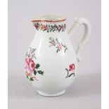 A 19TH CENTURY CHINESE FAMILLE ROSE SPARROW BEAK CREAM JUG, decorated with sprays of floral