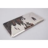 A GOOD JAPANESE MEIJI PERIOD SILVER & MIXED METAL CARD / CIGARETTE CASE, the outer section of the