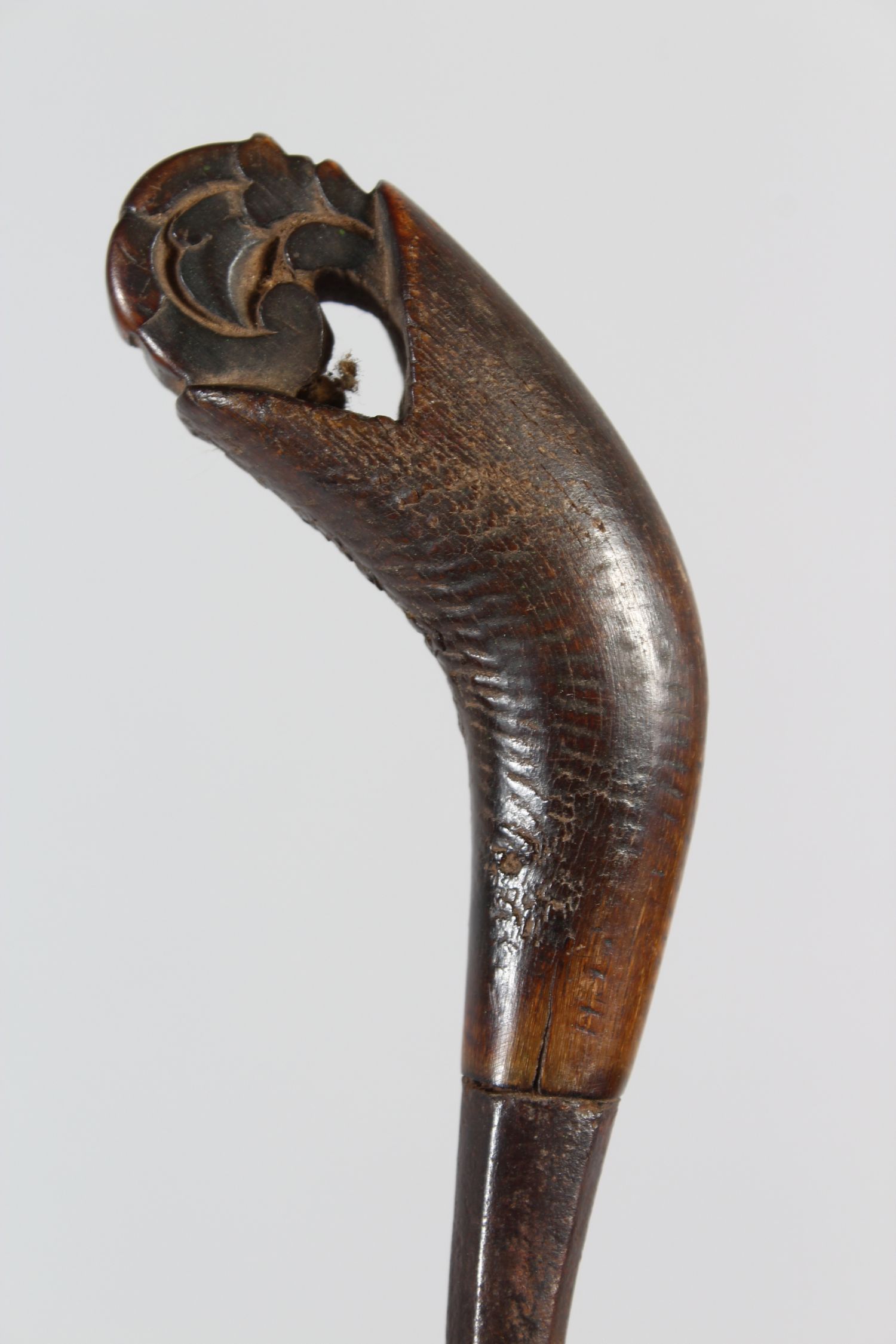 TWO 18TH-19TH CENTURY MALAYSIAN DAGGERS, one with rhino carved handle, 40cm long. - Image 2 of 5