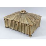A GOOD 18TH CENTURY ANGLO INDIAN HORN AND SANDALWOOD WORK BOX, with pagoda top, fitted interior on
