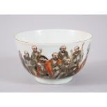 A GOOD REPUBLICAN CHINESE PORCELAIN LUOHAN BOWL, the exterior of the bowl decorated with many