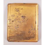 A JAPANESE MEIJI PERIOD GOLD LACQUER TRAY , the tray decorated to depict scenes of native flora