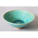 A 12TH-13TH CENTURY PERSIAN KASHAN CALLIGRAPHY BOWL, 14cm diameter, 6cm high.