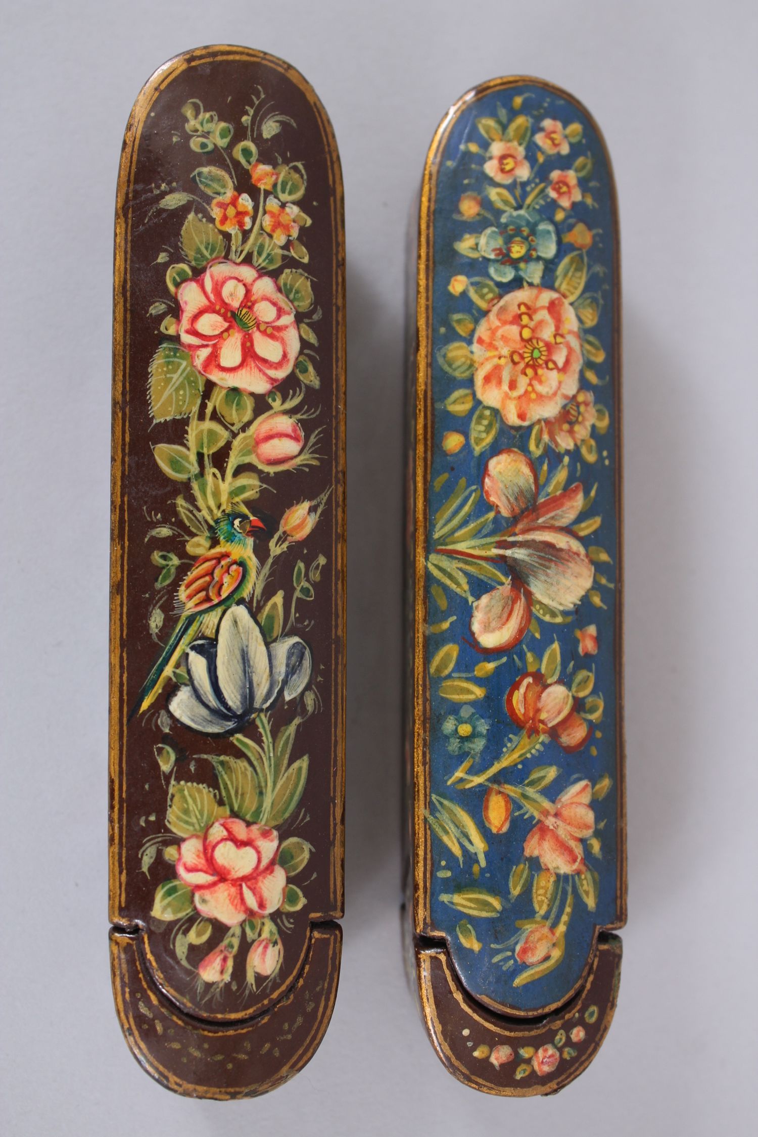 TWO SMALL PERSIAN LACQUER PEN BOXES, 12.5cm long. - Image 3 of 6