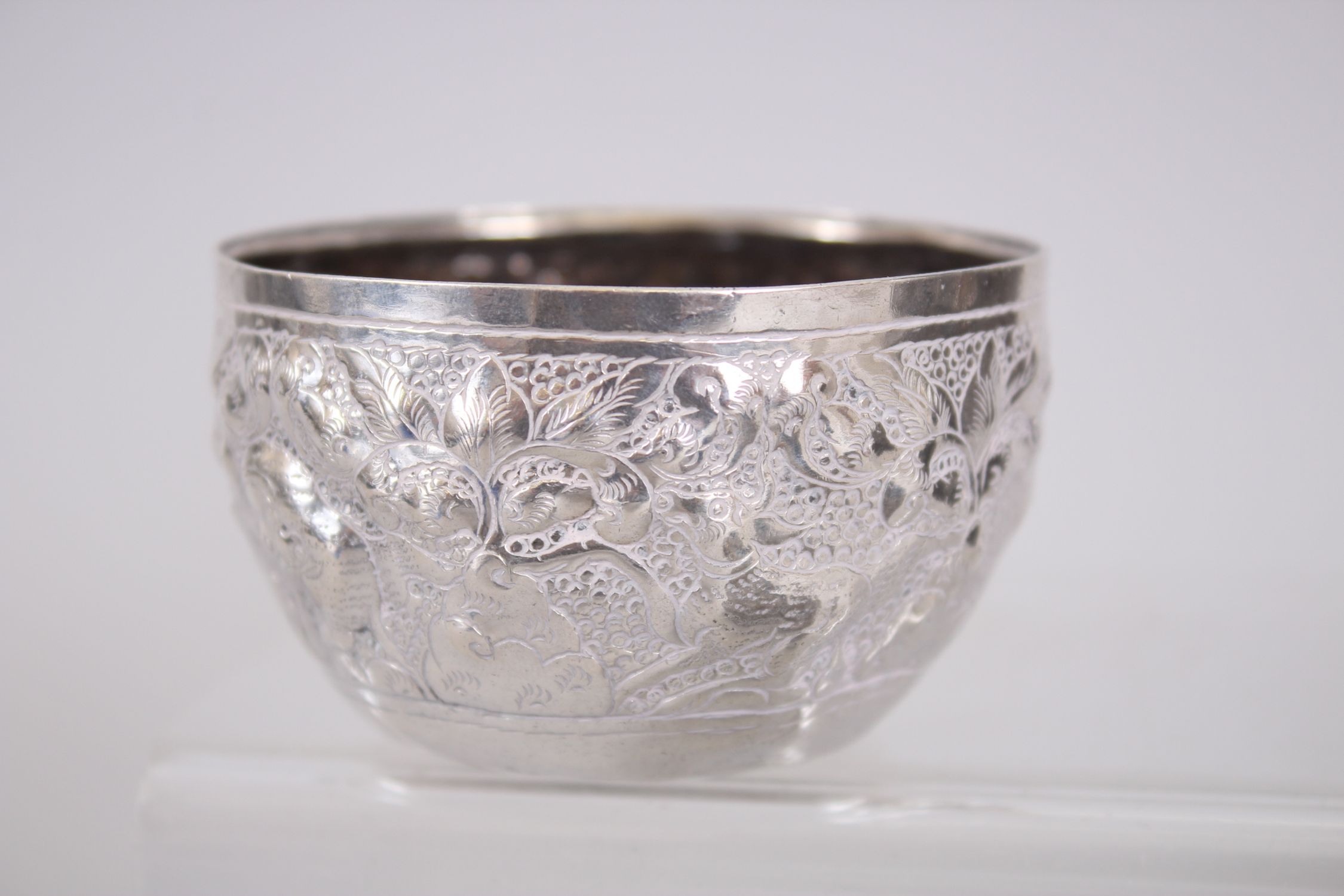 FOUR SMALL PIECES OF INDIAN AND OTHER SILVER including a pair of circular bowls. - Image 3 of 6