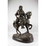 EMILE GUILLEMIN (1184-1907) FRENCH, A SUPERB BRONZE GROUP OF AN ARAB ON HORSEBACK carrying a dead