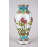 A GOOD 19TH CENTURY CHINESE GINBARI CLOISONNE VASE, with painted decoration of floral sprays, with