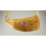 AN OLD FIJIAN "TABUA" WHALE TOOTH NECKLACE. 17cms wide.