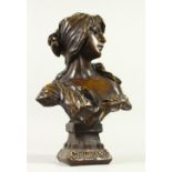 EMMANUEL VILLANIS (1858-1914) FRENCH A LOVELY BRONZE BUST OF A YOUNG LADY "CENDRILLON". Signed.