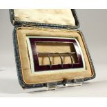 A GOOD SILVER AND GUILLOCHE ENAMEL RECTANGULAR BUCKLE, in a fitted case. Buckle 8cms wide.