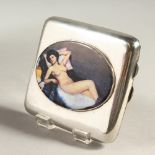 A PLAIN SILVER CIGARETTE CASE, Birmingham 1918, with an oval of a reclining nude.