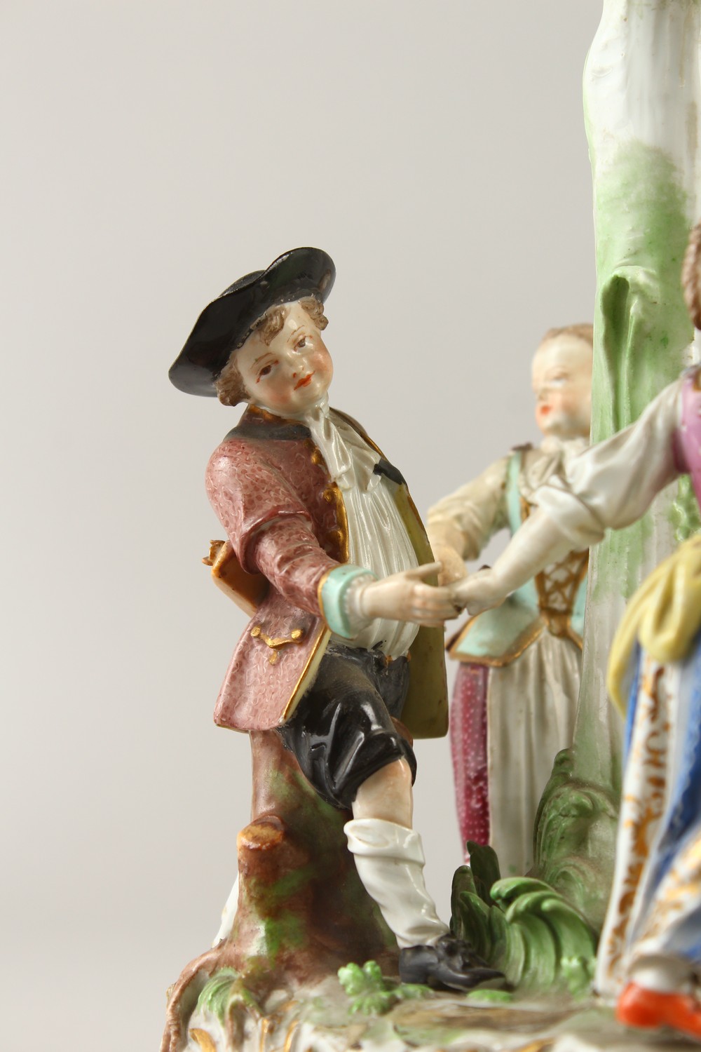 A 19TH CENTURY MEISSEN PATTERN GROUP, "RING-A-RING O' ROSES", four young figures dancing around a - Image 2 of 22