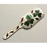 A GOOD SMALL RUSSIAN SILVER AND ENAMEL SPOON.