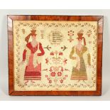 A FRAMED AND GLAZED BRUSSELS NEEDLEWORK, "Hannah Hinworth 1826". 36cms x 42cms.