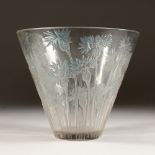 A LALIQUE VASE "BLUETS". Etched R. LALIQUE. No. 909. 15cms high. Illus. page 419 R. Lalique by Felix