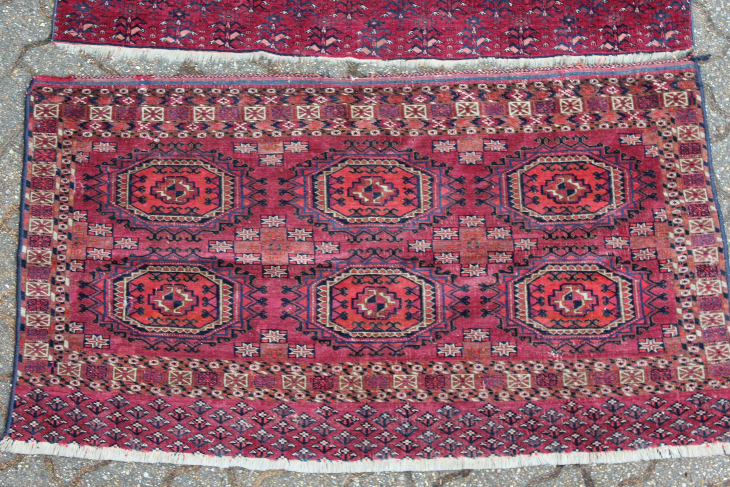 TWO SMALL TEKKE HANGINGS. 130cm x 60cm and 120cm x 77cm. - Image 2 of 12