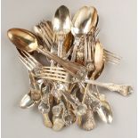 A PART CANTEEN OF QUEENS PATTERN CUTLERY, eight dessert spoons, twelve teaspoons, four table forks