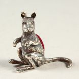 A SILVER NOVELTY KANGAROO PIN CUSHION