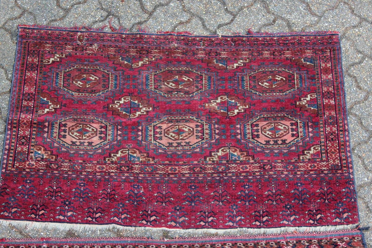 TWO SMALL TEKKE HANGINGS. 130cm x 60cm and 120cm x 77cm. - Image 3 of 12