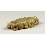 A CARVED JADE PENDANT. 6cms long.