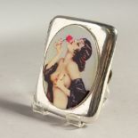 A PLAIN SILVER CIGARETTE CASE, Sheffield 1921, with an oval of a semi nude with a rose.