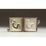 A PAIR OF LALIQUE CUFFLINKS, in original Lalique box.