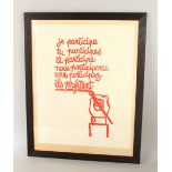 20TH CENTURY FRENCH SCHOOL "Je Participe....", Poster, Stamped with 'Atelier Populaire', stamp.