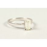 AN 18CT WHITE GOLD EMERALD CUT DIAMOND SINGLE STONE RING of 1.2cts approx.