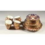 A ROYAL CROWN DERBY JAPAN PATTERN PART TEA SET, comprising eight cups and saucers, eight 18cm