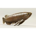 A CHINESE BRONZE CARP. 28cms long.