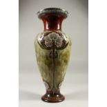 A LARGE DOULTON LAMBETH STONEWARE VASE, by ELIZA SIMMANCE, No. 859. 47cms high.