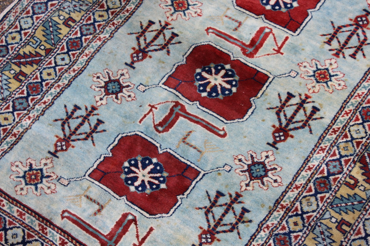 A PERSIAN RUG, pale blue ground, with four large motifs and stylised bird decoration. 152cm x - Image 2 of 8