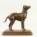 A GOOD SMALL FRENCH ANIMALIER BRONZE OF A DOG, on a rectangular base. 10.5cms long.