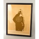 20TH CENTURY ENGLISH SCHOOL. Targeted Policeman, in the Street Artist Style, Print. 65cms x 50cms.