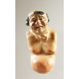 A SMALL NEOPOLITAN PAINTED TERRACOTTA BUST OF A MAN. 13cms high.