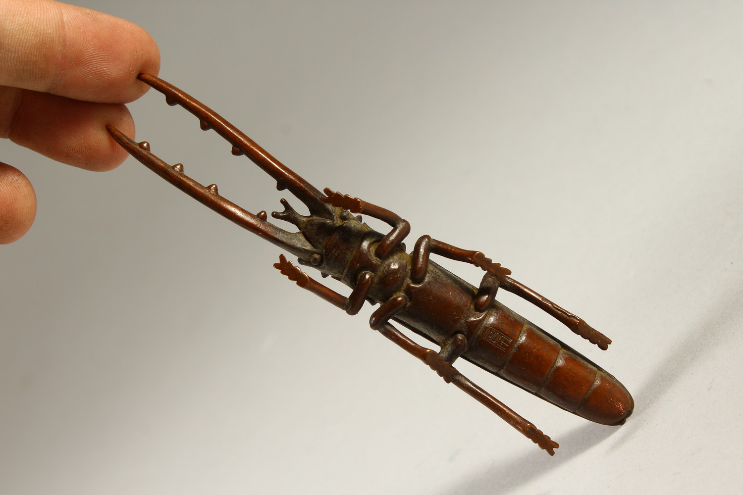 A BRONZE MODEL OF A STAG BEETLE. 13cms long. - Image 3 of 6