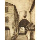 PROFESSOR GUISEPPE PAPIANI (20TH EENTURY) ITALIAN. Buildings "of Theology", Lithograph, Signed and