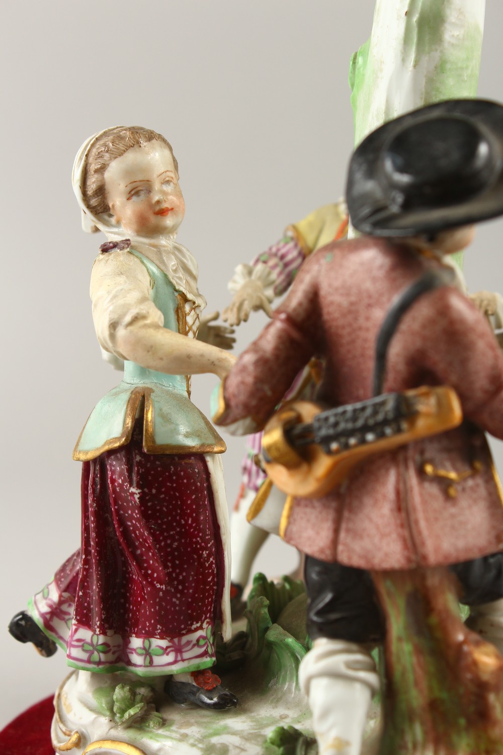 A 19TH CENTURY MEISSEN PATTERN GROUP, "RING-A-RING O' ROSES", four young figures dancing around a - Image 6 of 22