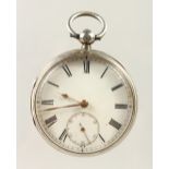 A VICTORIAN SILVER KEY WIND POCKET WATCH. London 1877.