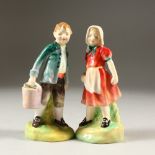 ROYAL DOULTON FIGURES "JACK AND JILL", HN2060 and 2061, designed by L. HARRADINE, Issued 1951-